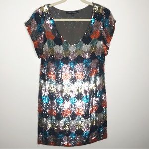 French Connection Multicolor Sequin Midi Dress